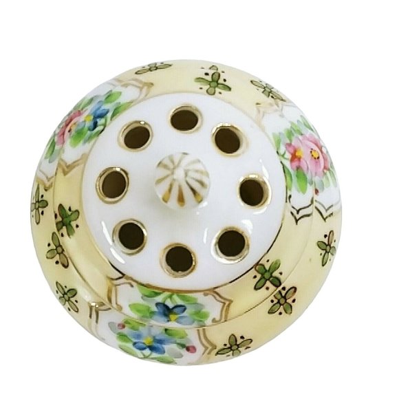 Potpourri Jar Incense Stick Holder Hand Painted Floral Design - Picture 8 of 10